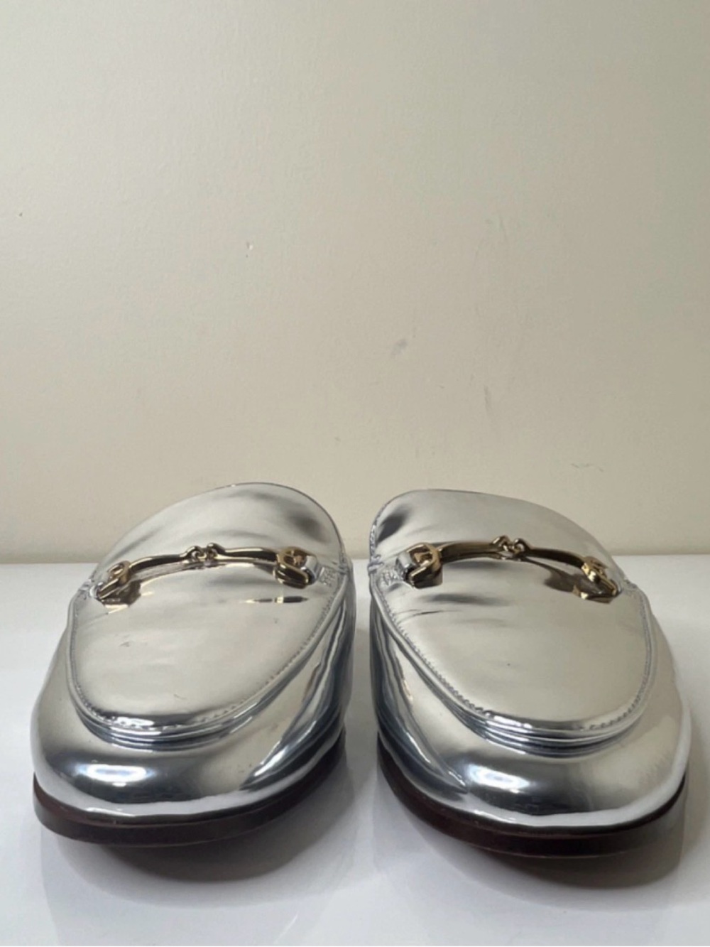 Sam Edelman Linnie Loafer Flats Silver Metallic Golden Horsebit Women’s Size 7.5